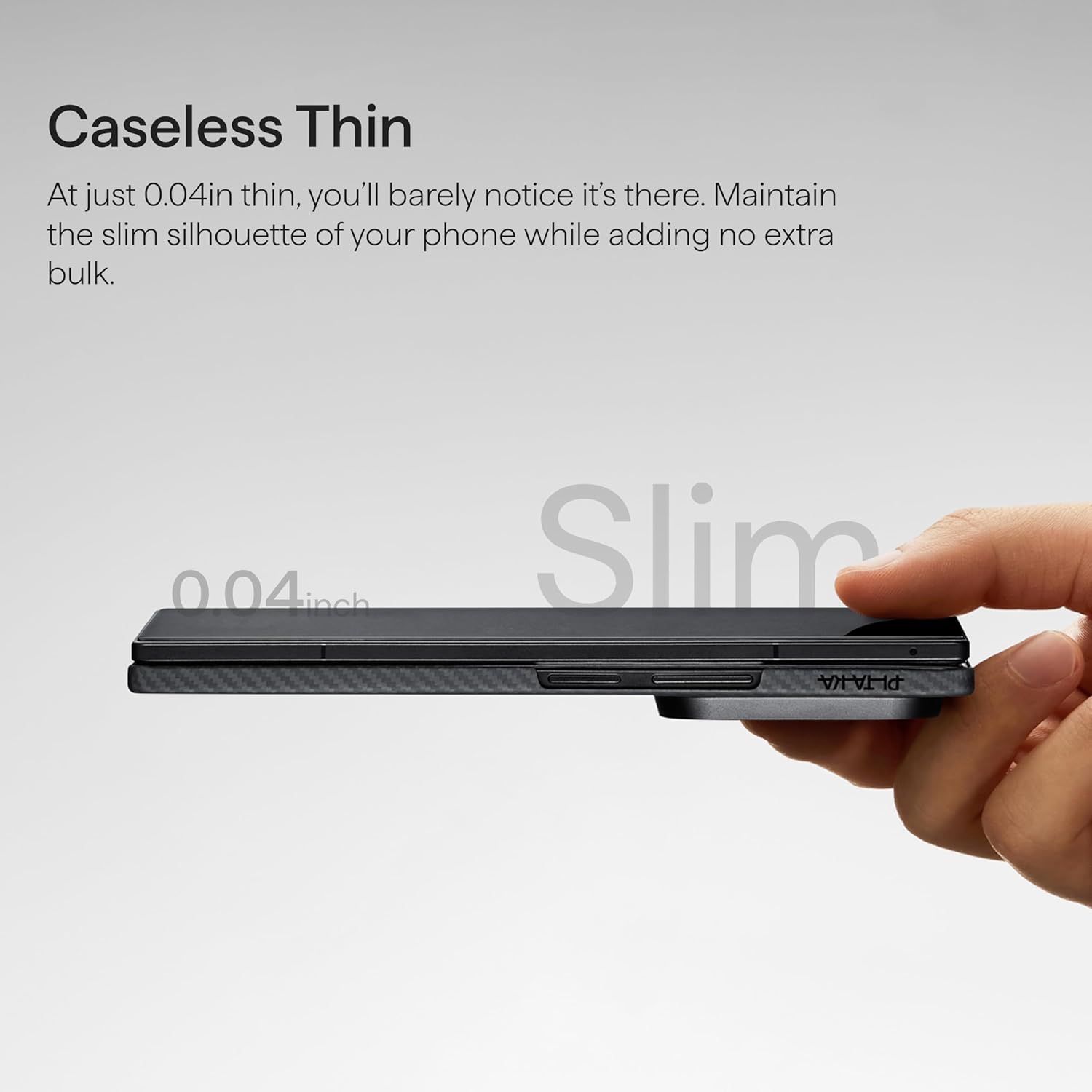pitaka for Z fold 7 Case, Compatible with MagSafe, Slim & Light Galaxy Z Fold 7 Case with Caseless Touch Feeling, 600D Aramid Fiber Made, Back Cover Only, Black/Grey(Twill)