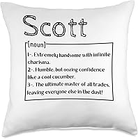 Vista 5 de Funny Custom Name Scott Husband Dad Men Nombre Scott Significado Definición Boy - Almohada personalizada con sarcasmo, 16 x 16, multicolor
