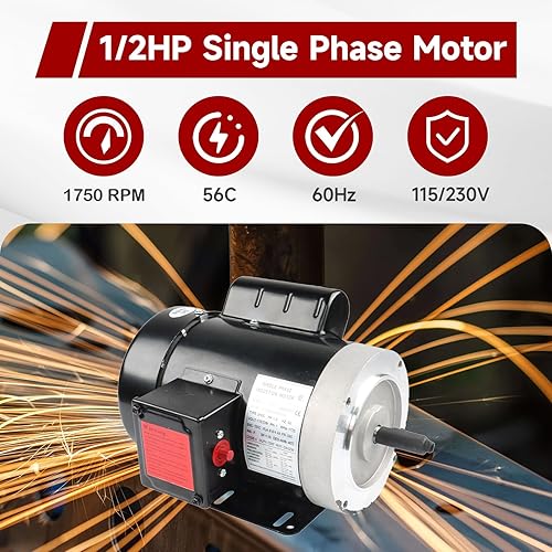 Miniatura 2 de findmall Motor de propósito general TEFC 60HZ del motor eléctrico 1/2HP 56C 1725RPM monofásico del motor de uso general