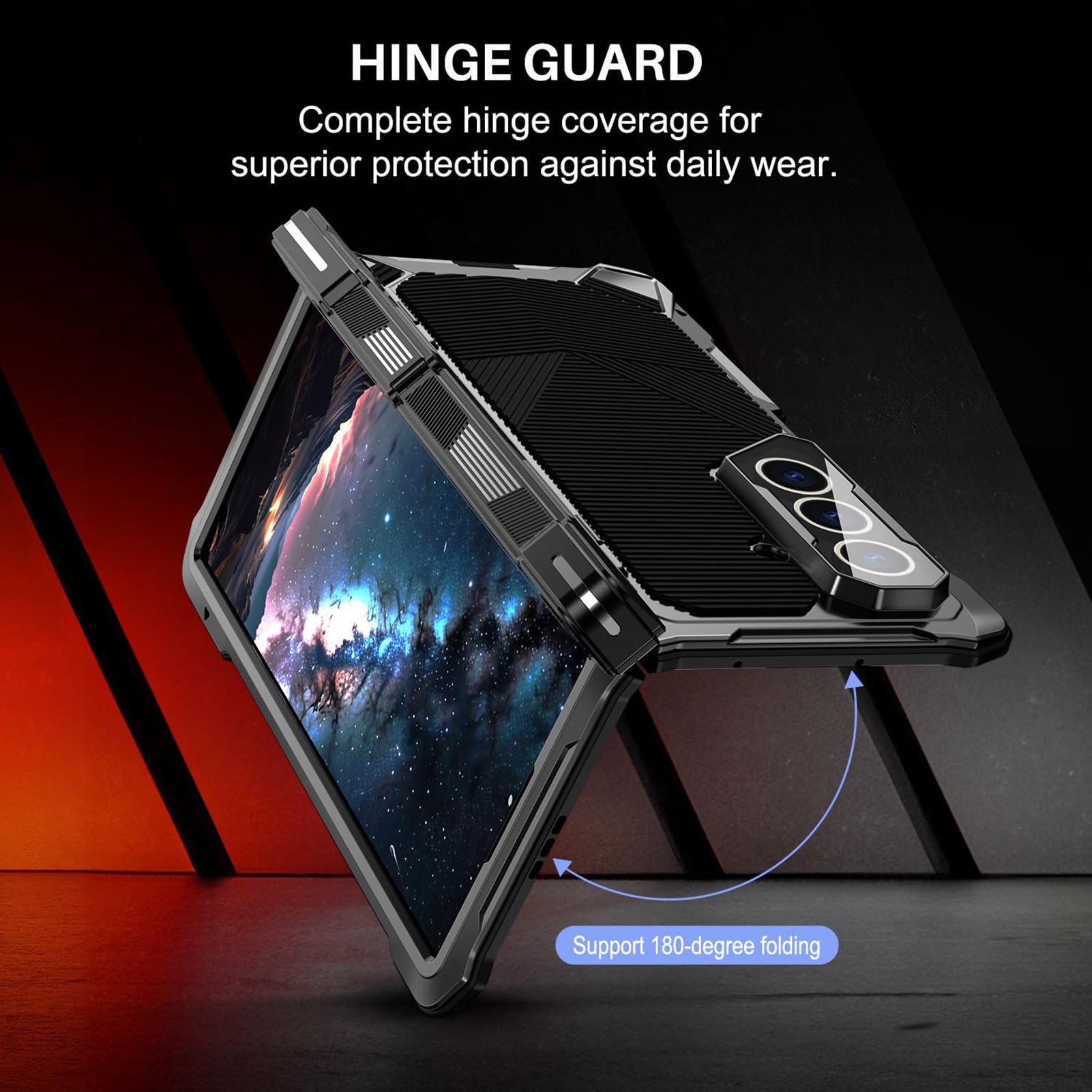 Custodia Militare For Samsung Galaxy Z Fold 8 Ultra, Cerniera Supporto Regolabile Copertura Magnetica Supporto Ricarica Wireless Resistente Antiurto Protezione For Schermo Avvolgimento(Black)