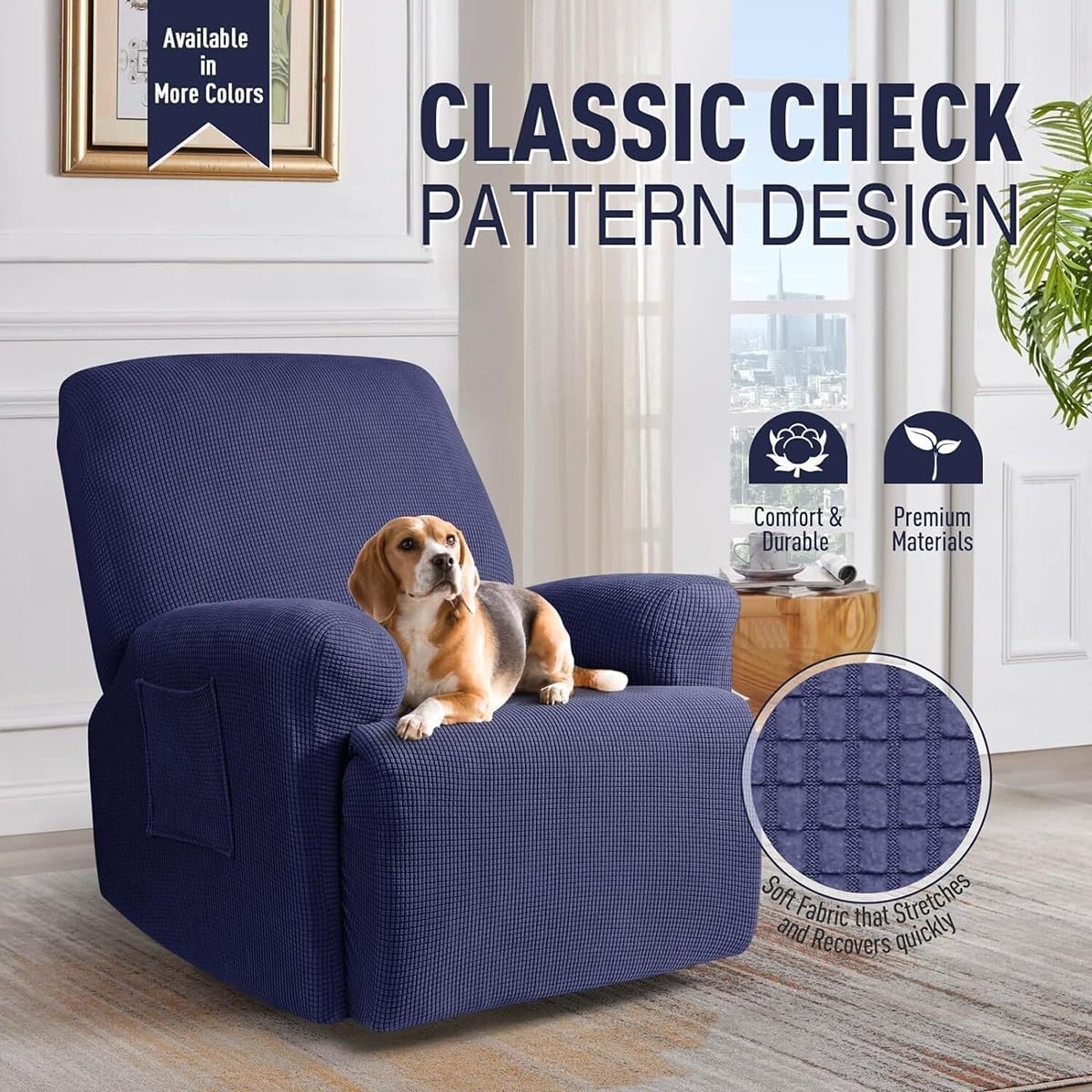 Recliner Cover Slipcovers 4/6/8 Pieces Stretch Jacquard Lazy boy Recliner Sofa Cover 1/2/3 Seat Recliner Couch Covers with Side Pocket Washable Furniture Protector for Living Room ( Color : #10 , Size