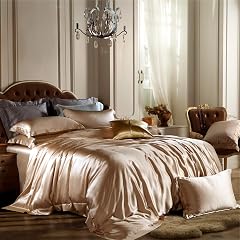 Orose Silk Bed Sheets Set 25 Momme Heavy Thick Classic Style High-End Bedding for Sleep Bright Coffee Queen