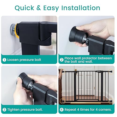 Miniatura 8 de Mumeasy Paquete de 4 extensores protectores de pared para puerta de bebé, kit de extensión de puerta de seguridad montado a presión de 0.78 a 3.96