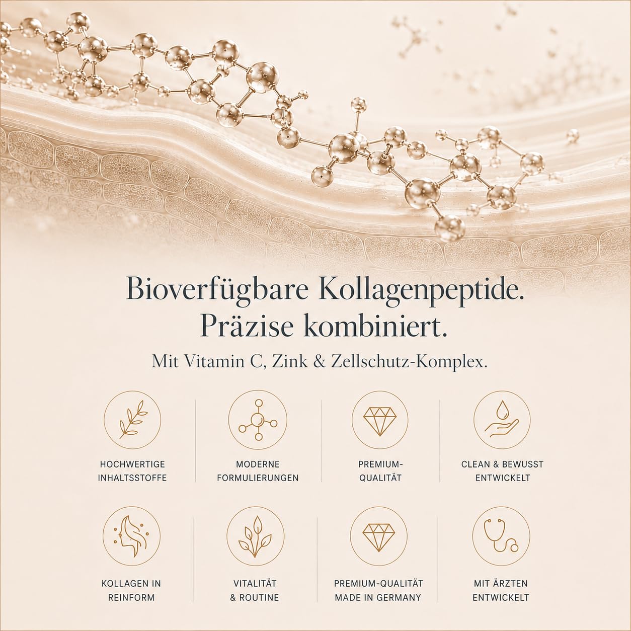 Kollagen Pulver Meno, Vitamin C, Typ I II III, 450 g, Neutral | Collagen Peptide Typ I II III aus Weiderind, Frauen in Wechseljahren, Beauty-Routinen, neutraler Geschmack, Made in Germany