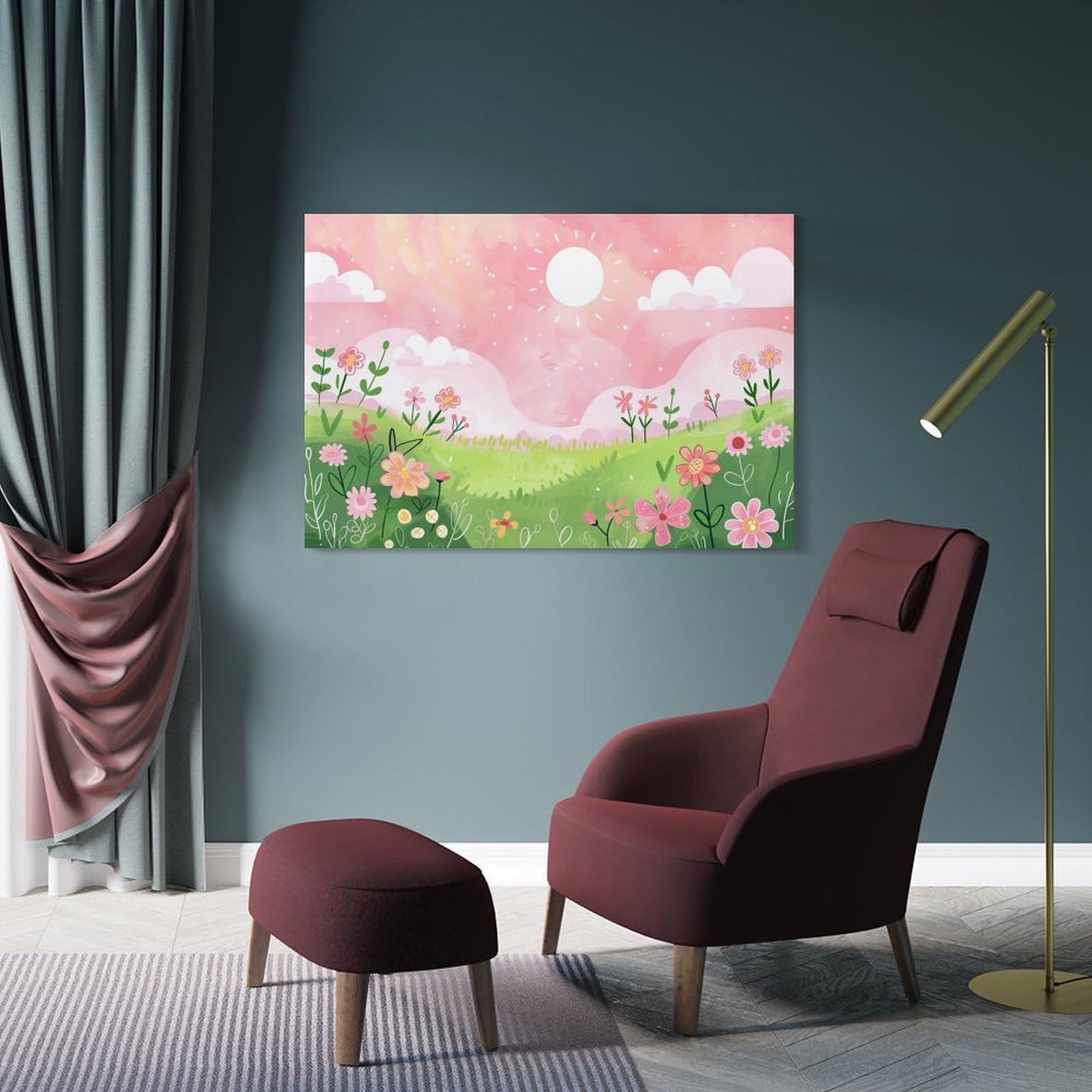 Amazon.co.jp: 絵画 可愛くて子供っぽい自然風景 アートパネル