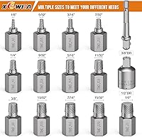 Vista 2 de XEWEA Juego de extractor de tornillos mejorado de 15 piezas, kit de herramienta de extracción de tornillos y pernos pelados de 3/8" de pulgada