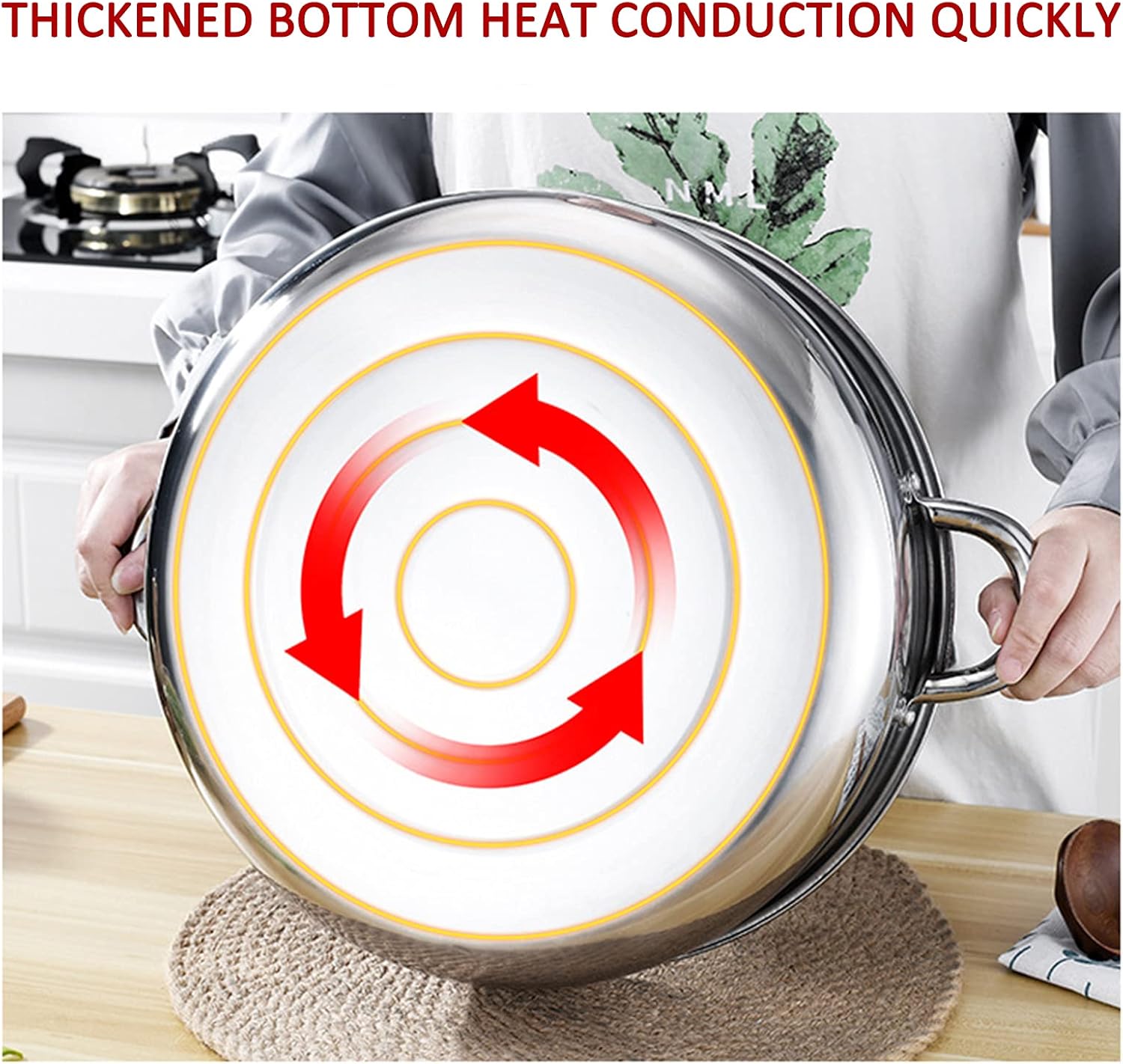 Multilayer Steamer Pot - Stainless Steel Stockpot Steaming Cookware for Veggie Fish Seafood Cooking,36cm