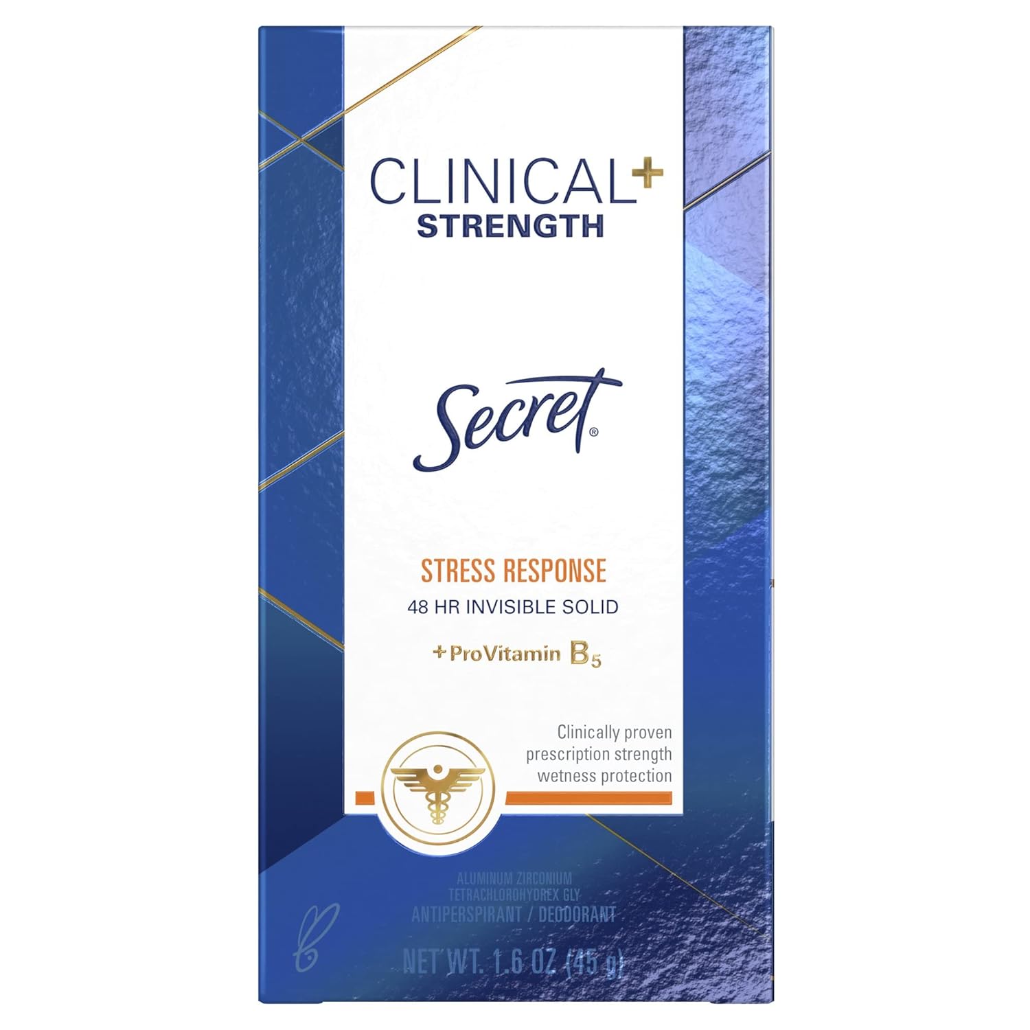 Secret Clinical Strength Antiperspirant and Deodorant Clear Gel, Stress Response, 1.6 Oz. (Pack of 6)