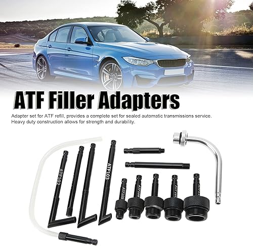 Miniatura 2 de Aramox Conector de recarga de bomba de fluido, 13 piezas de adaptador de llenado de ATF, herramienta de conector de recarga de aceite de acero al