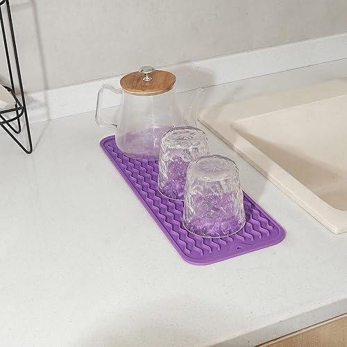 Miniatura 1141 de Tapete de silicona para secado de platos para múltiples usos, fácil de limpiar, ecológico, resistente al calor, tapete de silicona para encimera