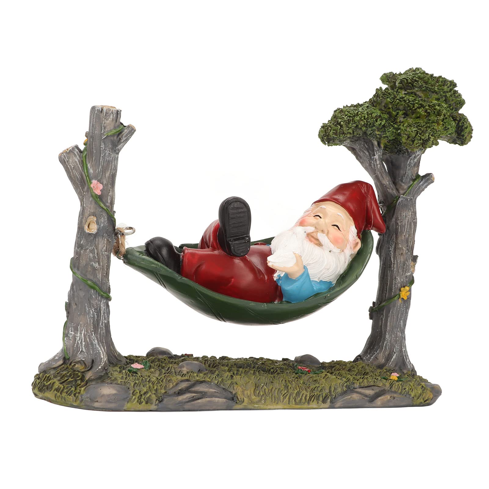 Gnomos Decoraciones Patio, 7.3 X 3.1 X 9.4 Pulgadas Estatuas Gnomo Hamaca Resina Pintadas Mano, Decoración Jardín al Aire Libre para el Hogar, Césped, Patio