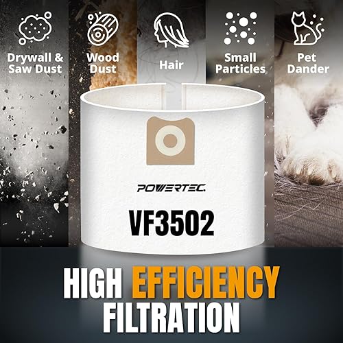 Miniatura 5 de POWERTEC 23743 VF3502 - Bolsas de vacío tamaño A para Ridgid, paquete de 4, 12-16 galones, bolsas de vacío para Ridgid HD1200, HD1400 Wet Dry Vac