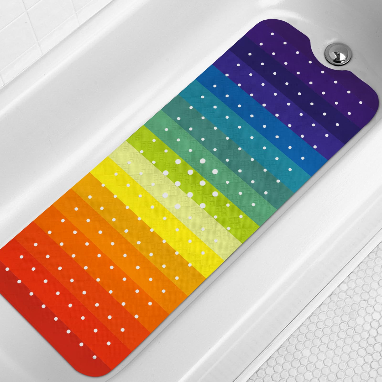 Tapis de baignoire arc-en-ciel 101x40 cm moderne avec ventouses LNOND