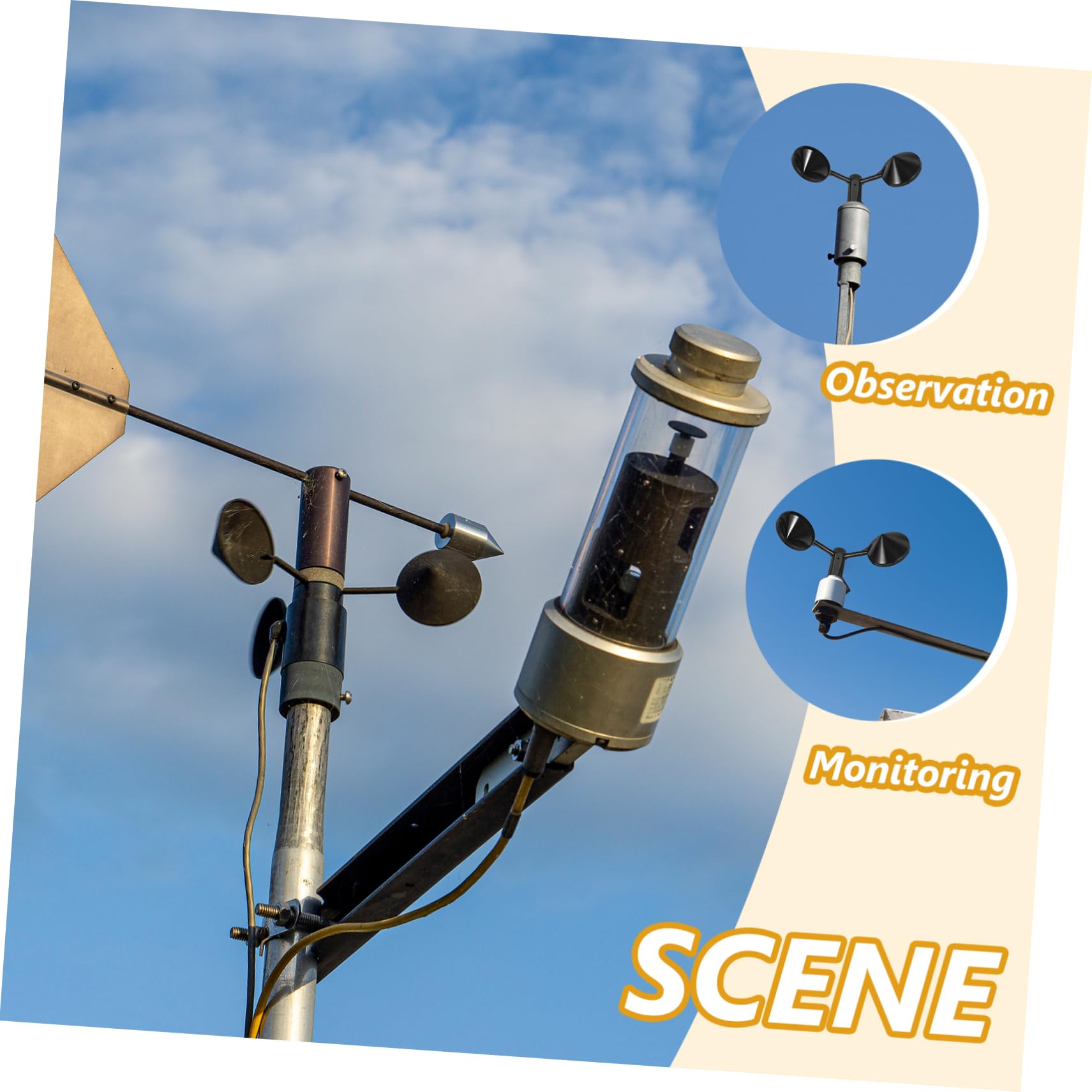 Yardenfun 2 Piezas De Sensor De Velocidad del Viento Anemómetro De Repuesto Taza De Viento De 3 Tazas Herramienta De Medición De Velocidad del Viento Medidor De Viento Seguro Y Resistente.