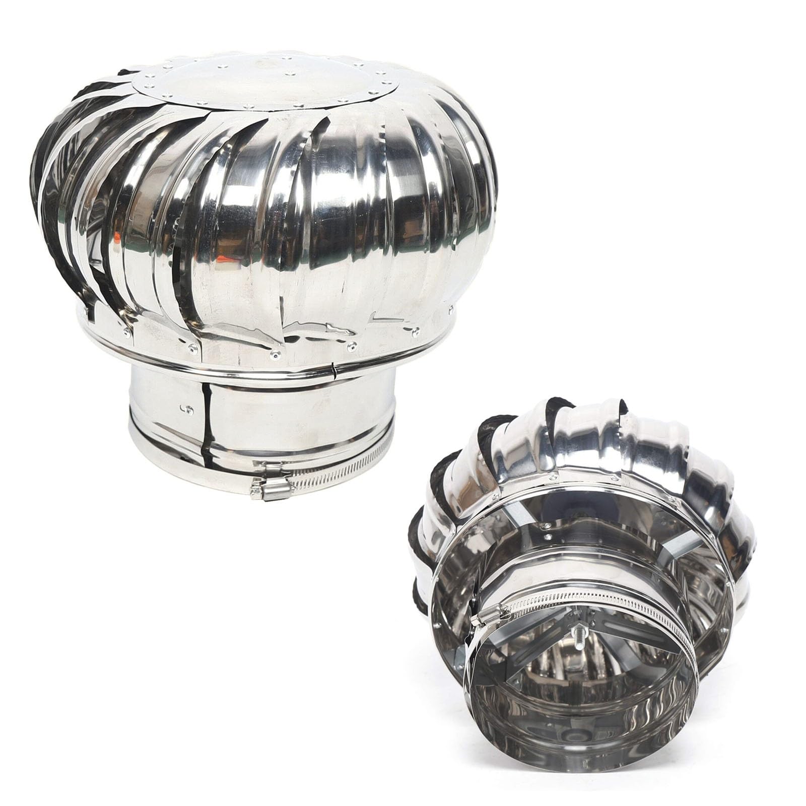 PFXNGMS Spinner Chimney Caps for Outside, 201 Stainless Steel Rotating Chimney Cover, Turbine Ventilator Vents Roof Wind Turbines Cap Vent, Chimney Rain Cap Protector Cowl(110 mm-4.3 in)