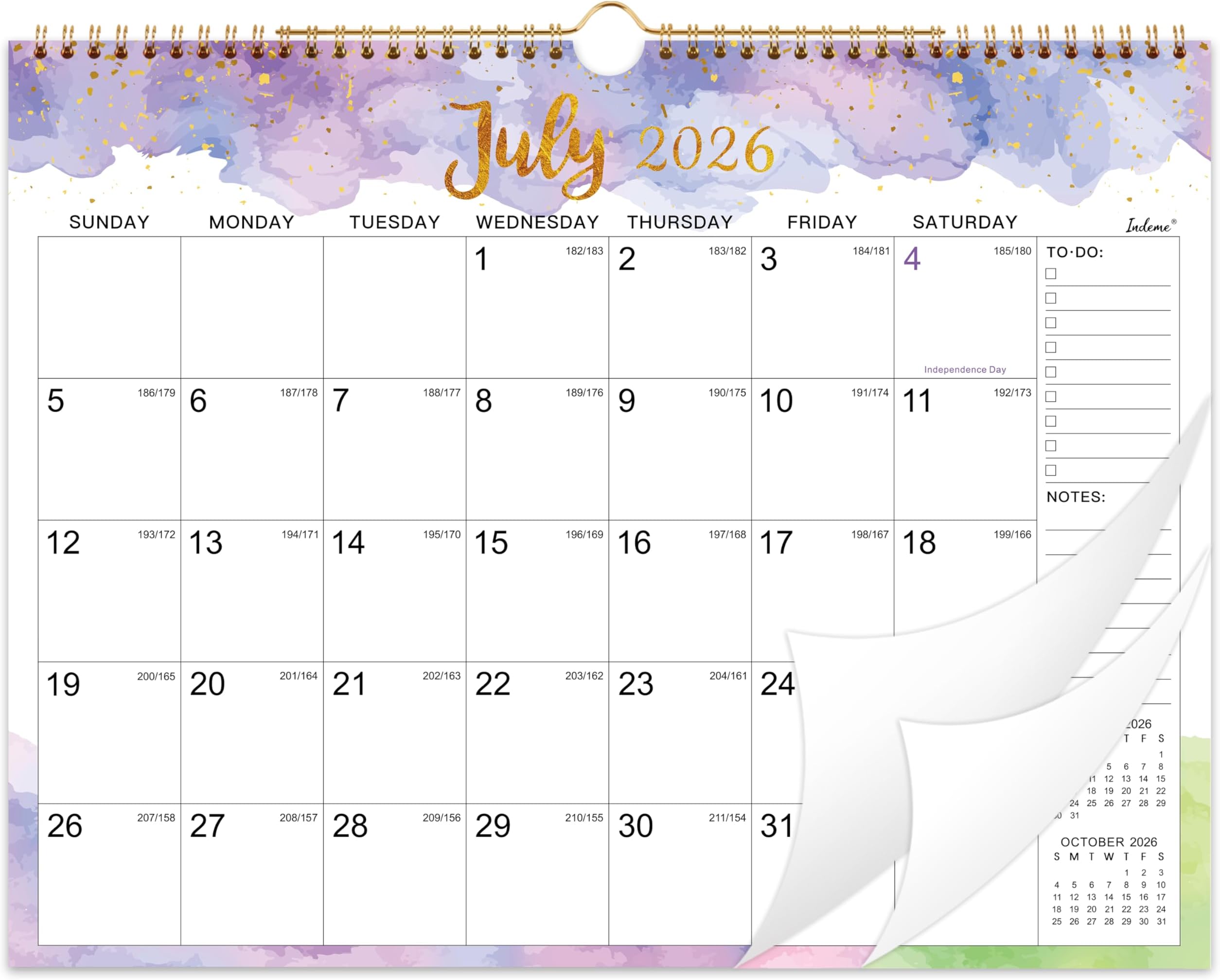 Calendar 2026-2027 - 2026-2027 Wall Calendar, 15" x 11.5", July 2026 - December 2027, 18-Month Calendar with Twin-Wire Binding, Large Blocks, Julian Dates, Perfect Organizer for Home & Office