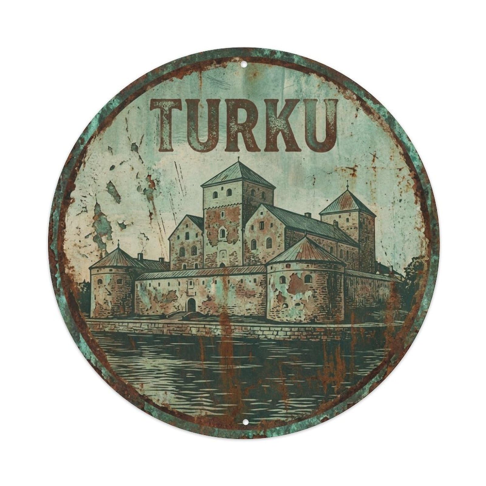 Metal Tin Sign Retro Travel Finland Turku