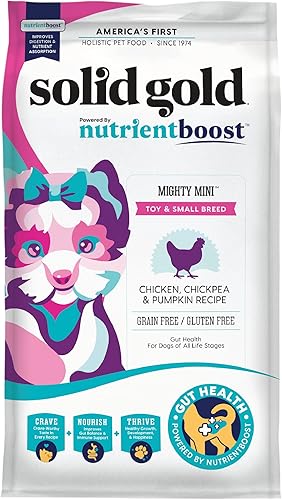 Solid Gold Nutrientboost Mighty Mini Alimento para perros de raza pequeña, alimento seco para perros hecho con pollo real para cualquier raza de