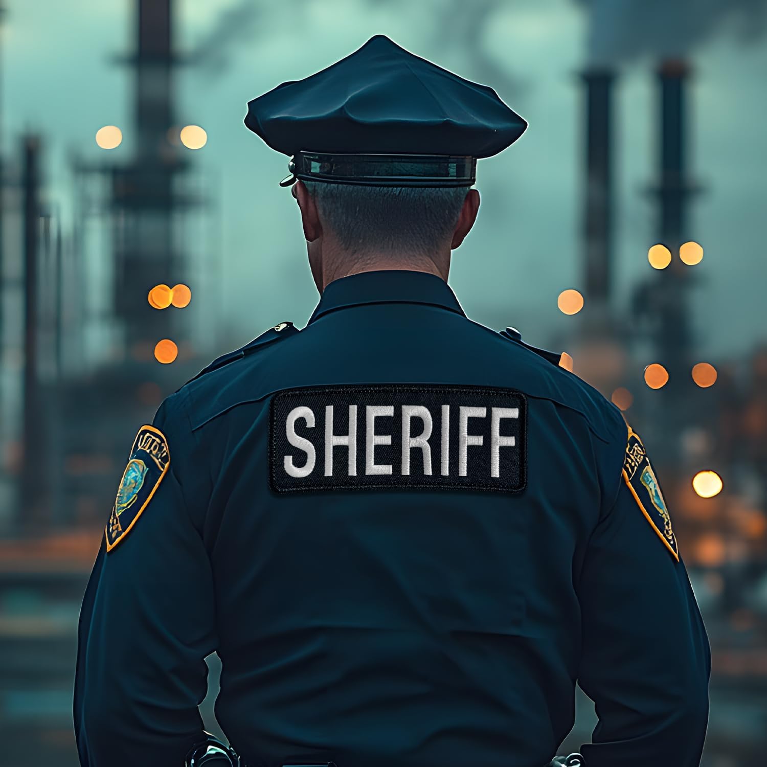 2 Pieces Sheriff Patch, Hook and Loop Sheriff Embroidery Patch for Vest Uniforms Jacket Back Panel (One Large & One Small, Black)