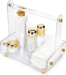 1 Pack Acrylic Shower Caddy - Heavy-Duty Bathroom Organizer with Comfortable Handle, Large Capacity for Toiletries & Towels, Crystal Clear Sturdy Design