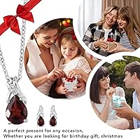 Vista 6 de Costume Jewelry Sets for Women Elegant - Teardrop Pendant Necklace Set 20"& Dangle Drop Earrings Set 925 Sterling Silver Stainless Steel Birthstone