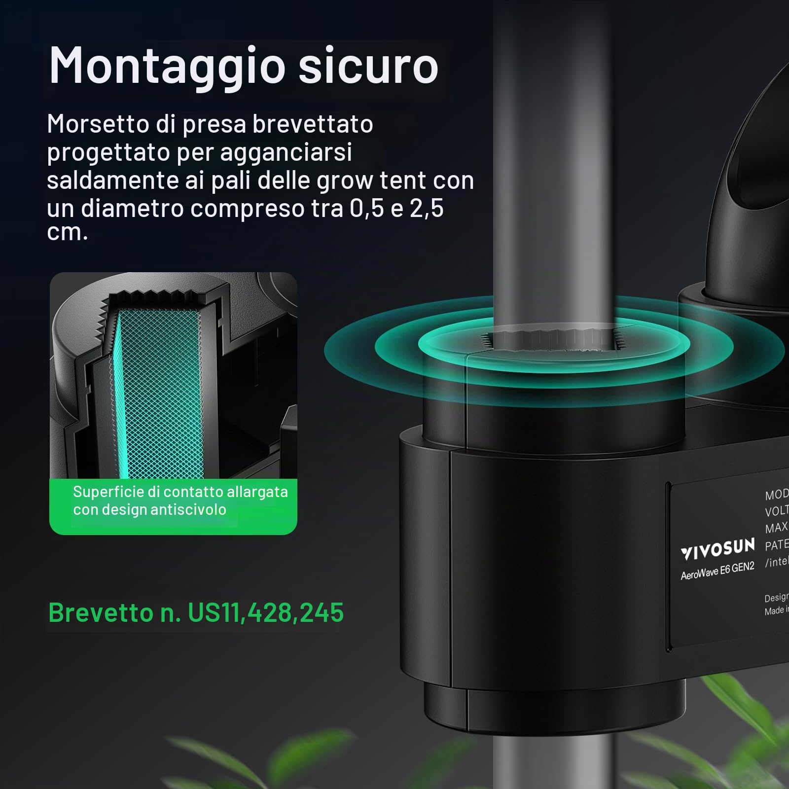 VIVOSUN Grow Ventilatore Clip Smart AeroWave E6 Gen2, 6" Motore EC, Controllo APP/WiFi con Timer, 10 Velocità, Oscillante 12W IP54, per Grow Tent e Coltivazione Idroponica, Nero