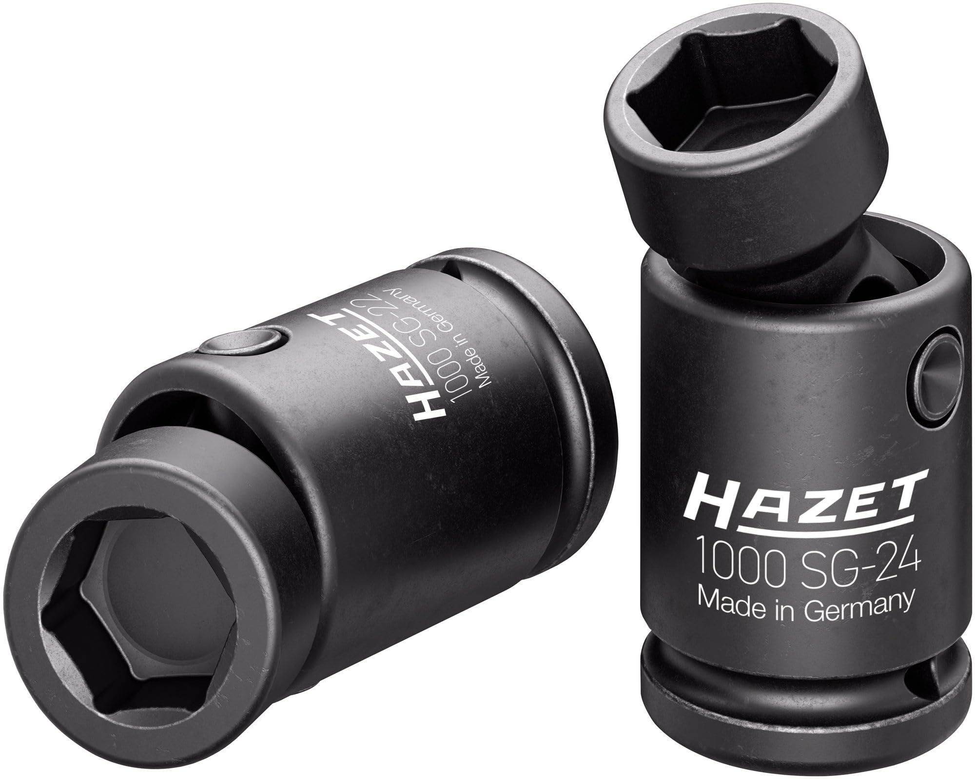 HAZET Set di chiavi a bussola per avvitatori a percussione 1000SG-2224/2, 2 pezzi, snodato, 22 24 mm, 3/4 pollici quadrati, profilo di trazione esagonale esterno, angolo di rotazione 25 gradi