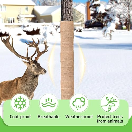 Vista 2 de ANPHSIN Envolturas de arpillera natural para árboles: rollos de arpillera de invierno de 7.8 x 9.8 pies, envoltura protectora para tronco de árbol
