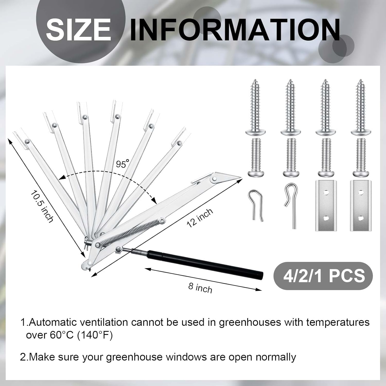 Amylove 2 Pcs Dual Spring Automatic Roof Vent Opener Greenhouse Accessories Solar Greenhouse Heater Sensitive Ventilation Kit Automatic Window Vent Opener Replacement for Gardening