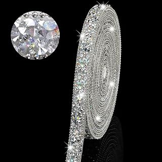 Hicarer 3 Yards Resin Rhinestone Ribbons for Wedding Self Adhesive Diamond Crystal Ribbon Roll Glitter Resin Diamond Belt Bling for Craft DIY Bag Shoes Clothes(Length: 6 Yard Width: 0.4 Inch,Silver)