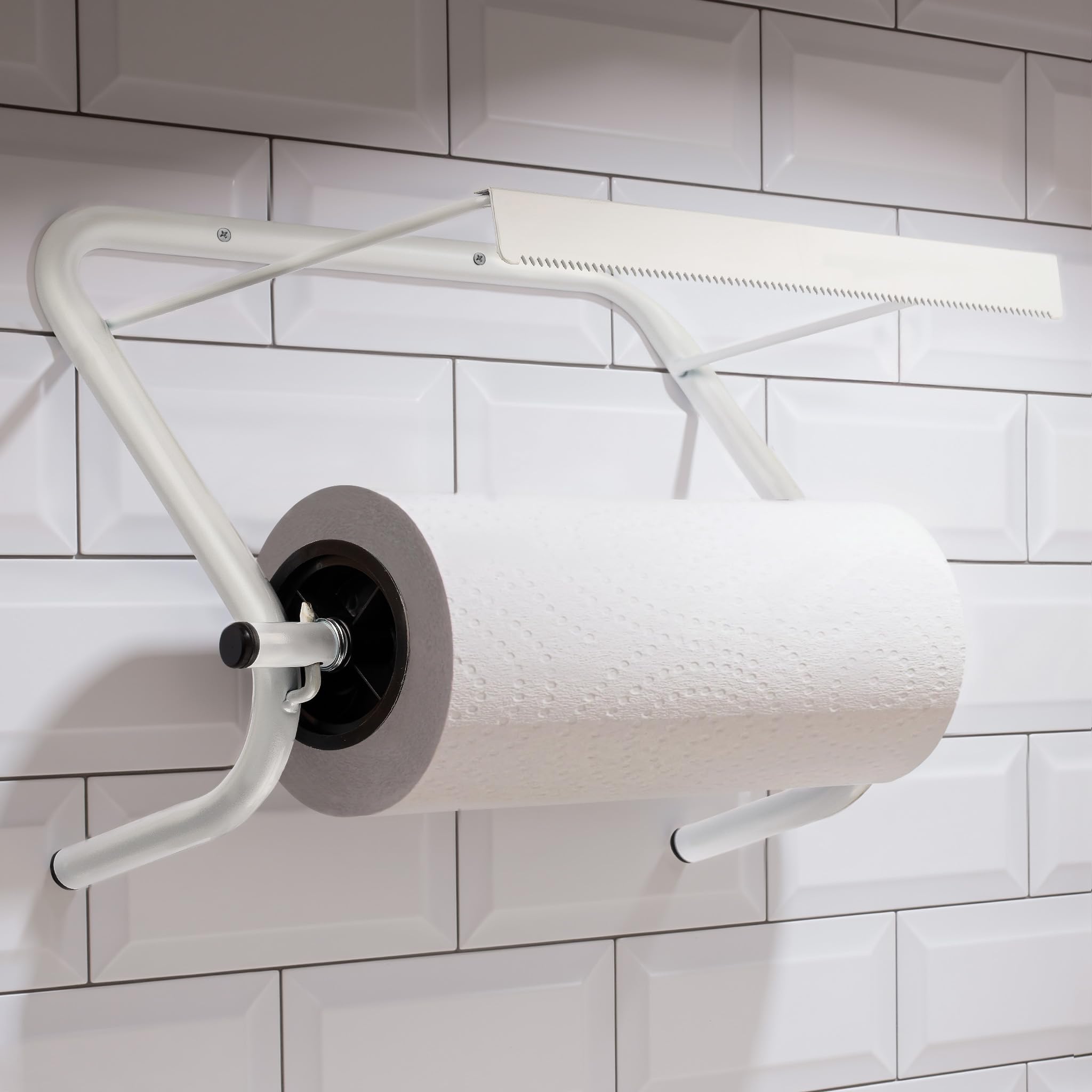 WilTec Porte Papier Mural – Largeur Max. 34 cm, diamètre Max. 40 cm – en Métal – Porte Rouleau, dérouleur, dévidoir, Distributeur de Papier