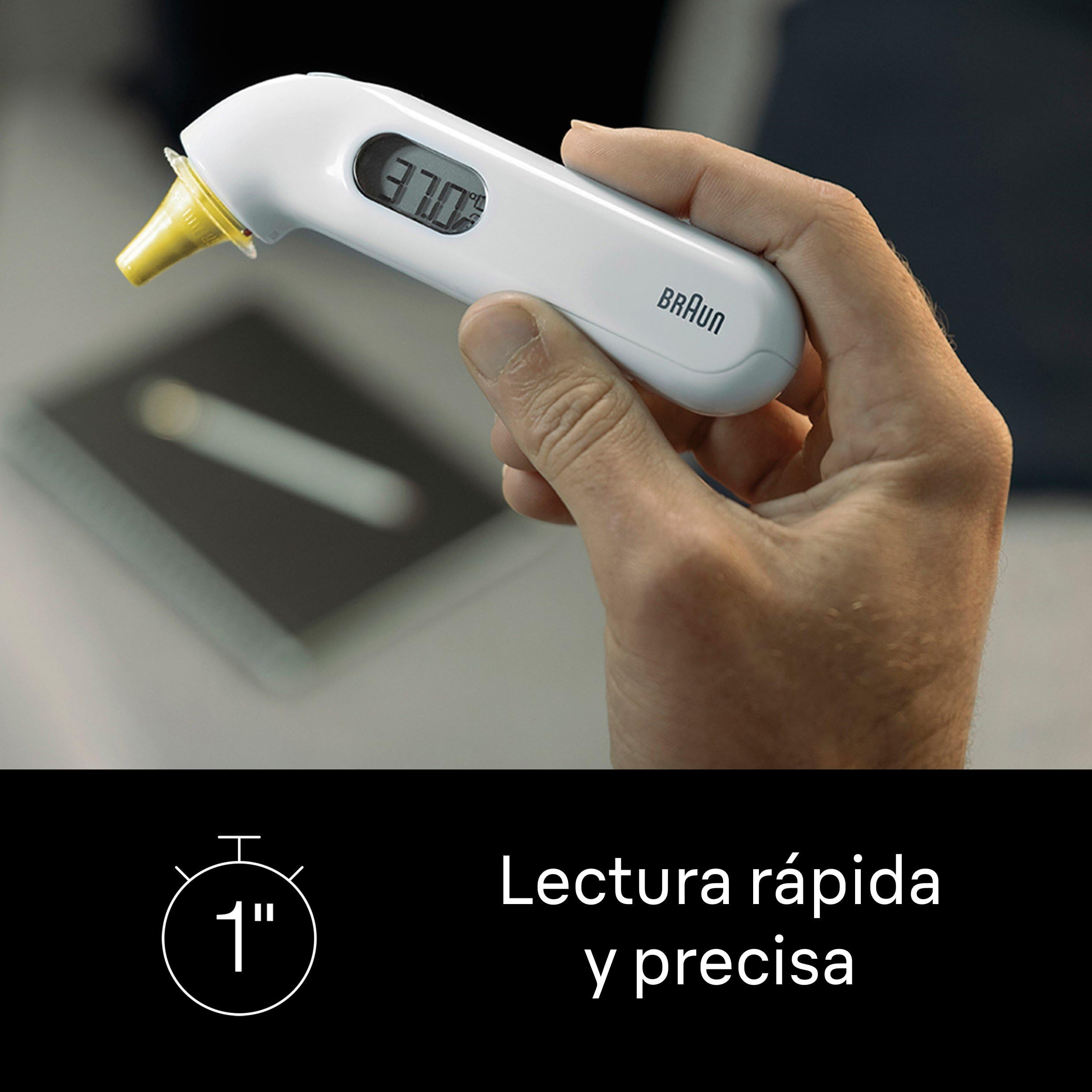 Braun ThermoScan 3 Termómetro de oído, Medición rápida en 1 segundo, Indicador acústico de fiebre, Pantalla digital, Apto para bebés y niños pequeños,La marca #1 entre los médicos(1), IRT3030