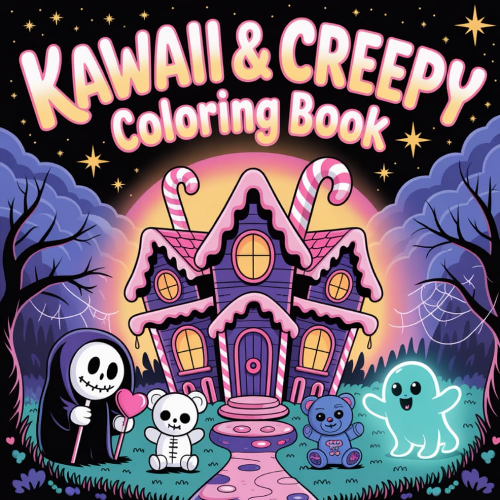 Kawaii Creepy: Adorable Monsters and Spooky Friends: Bold and Easy Illustrations for Imagination, Fun, and Creative Expression Coloring Book For Kids