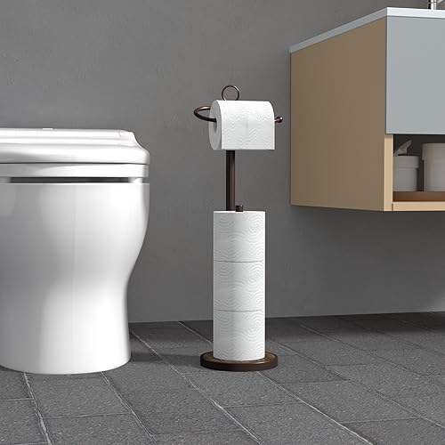 Miniatura 7 de LKKL Soporte de papel higiénico, dispensador de rollos de papel higiénico con juego de escobilla de baño, soporte de acero inoxidable para baño e