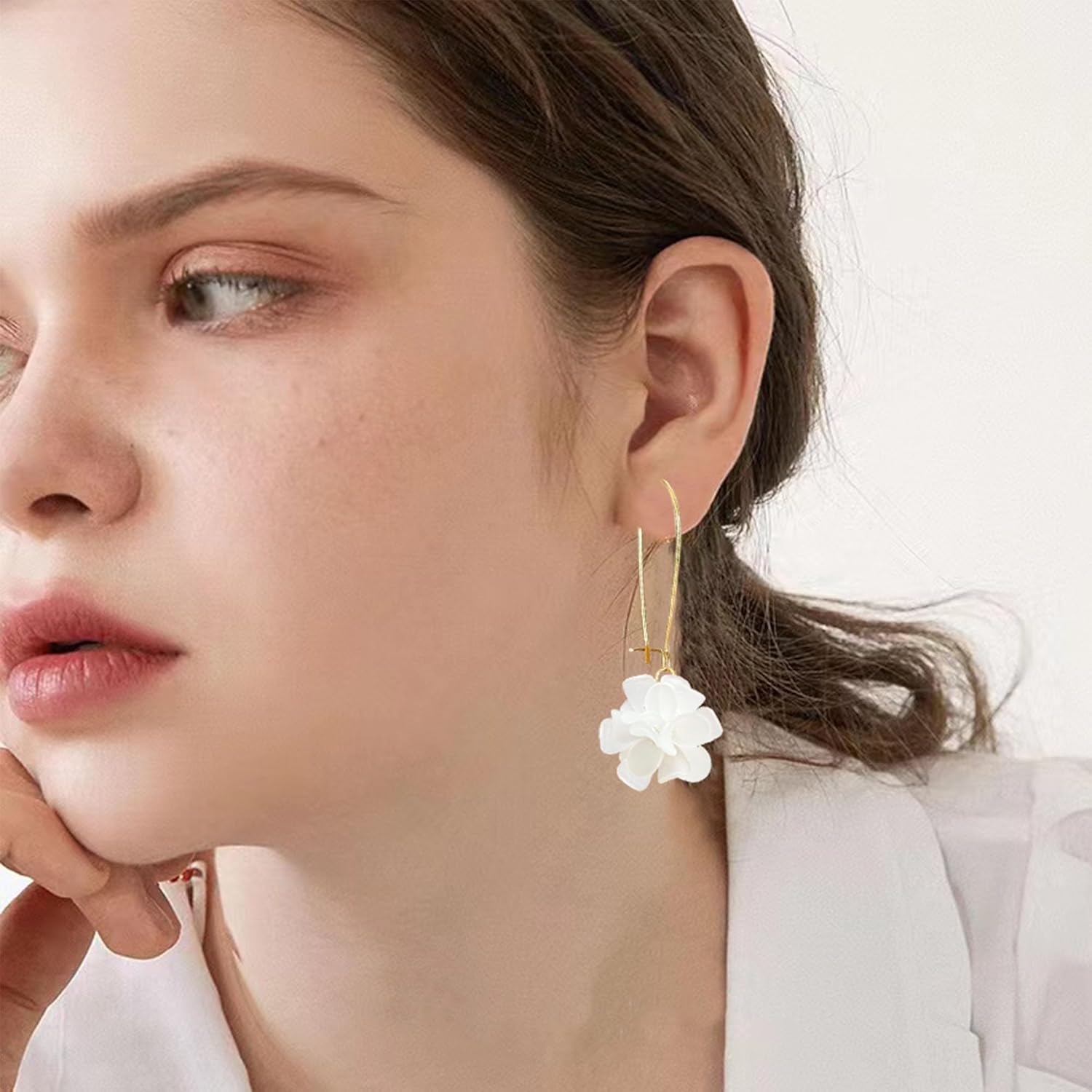 Unique Handmade Bohemian Flower Dangle Drop Earrings Floral Stud Earrings for Women Statement Wedding Holiday Jewelry - Image 2