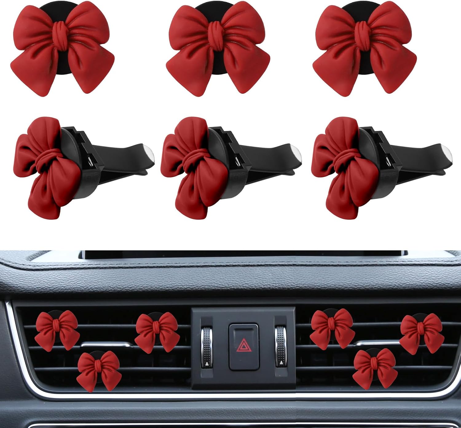 Wuyaoyao 6PCS Bow Car Air Freshener Clips, Cute Bow Car Air Vent Clip, Coquette Auto Air Conditioning Outlet Diffuser Perfume Clips, Interior Decoration, Auto Decor for Women Girls (Blue, 6PCS)