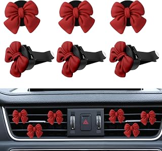 6PCS Bow Car Air Freshener Clips, Cute Bow Car Air Vent Clip, Coquette Auto Air Conditioning Outlet Diffuser Perfume Clips, Interior Decoration, Auto Decor for Women Girls (Red, 6PCS)