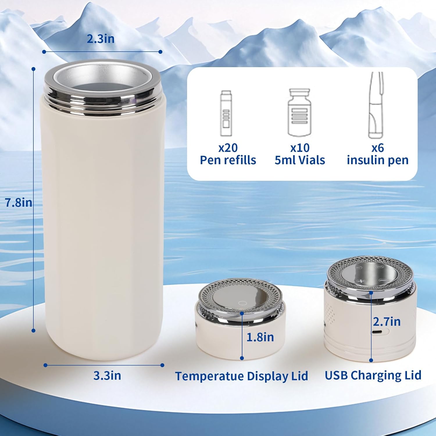 Insulin Cooler Travel Case, TSA Approved Medication Cooler for Travel, USB Charging Diabetes Long Trip Refrigerator, 6 Pens Medicine Freezer Long-Lasting