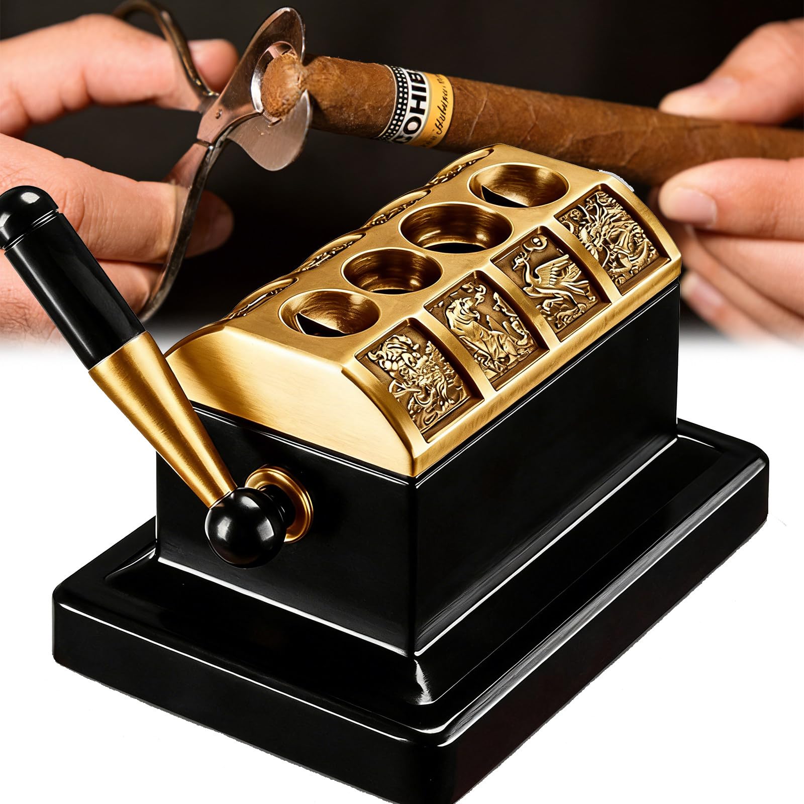 Desktop Zigarrenschneider, Guillotine für 52-60 Ringstärke, Edelstahlklinge, gerade & V-Schnitt, kommerzielle Ladenverwendung