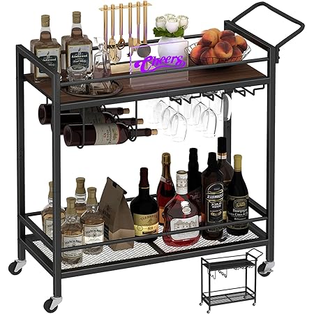 Food Trailer LAATOOREE 3-Tier Bar Cart - Gold & White