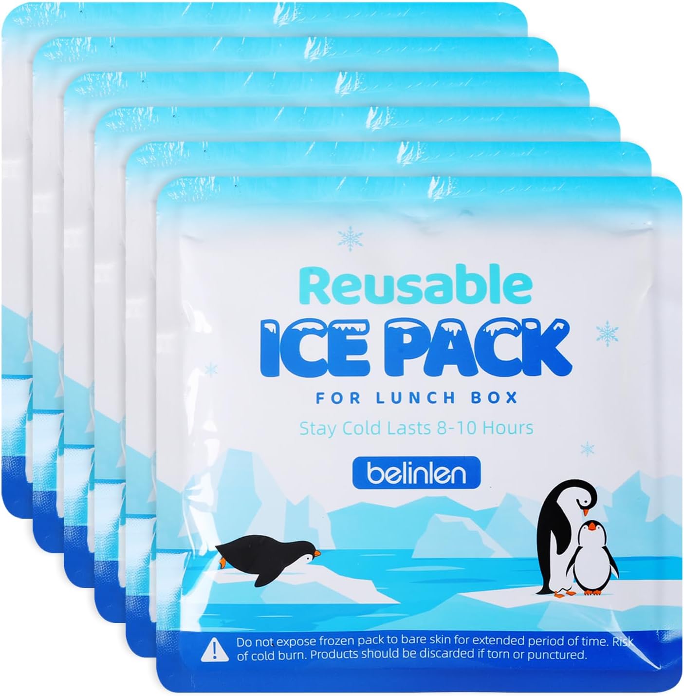 Reusable Ice Packs for Lunch Boxes - 7x7 Inch Long-Lasting Freezer Packs, BPA-Free Gel & Leakproof Design Cold Packs for Cooler, Camping, Travel