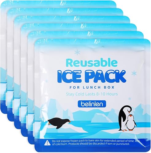 Reusable Ice Packs for Lunch Boxes - 7x7 Inch Long-Lasting Freezer Packs, BPA-Free Gel & Leakproof Design Cold Packs for Cooler, Camping, Travel