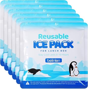 Reusable Ice Packs for Lunch Boxes - 7x7 Inch Long-Lasting Freezer Packs, BPA-Free Gel & Leakproof Design Cold Packs for Cooler, Camping, Travel