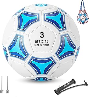 Soccer Ball Size 3/4/5 for Kids Outdoor Play,Color Change Soccer Stuff with Carry Net,Official Size Ball,Needles and Air Pump,Gift Idea for Kid Teen Boy Girl Junior and Men Women