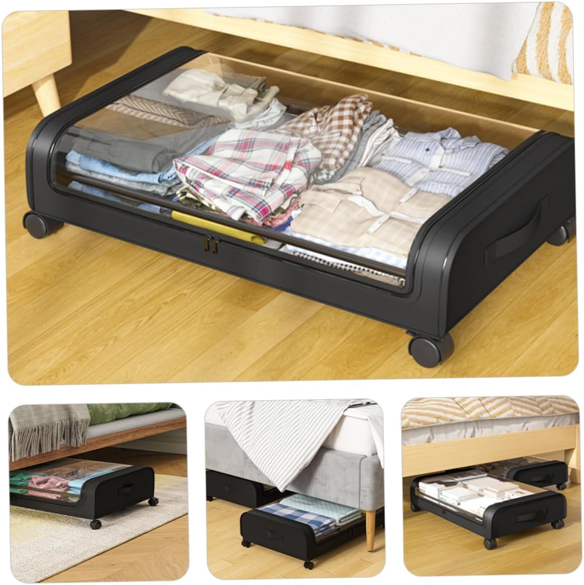 OUNONA Under Bed Organizer with Sturdy Mesh Structure Non Woven Storage Container for Shoes Clothes and Books Modern Design for Easy Item Identification
