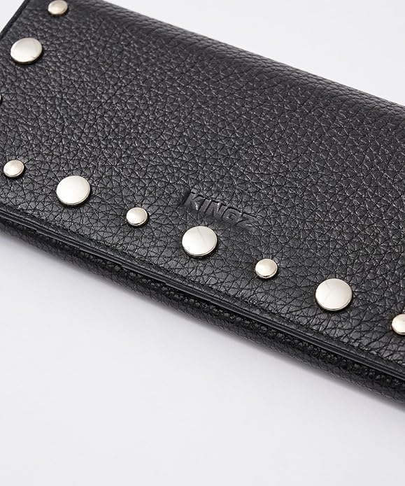 スタッズ付きブラック長財布 Amazon | スタッズ付かぶせ長財布 | 財布