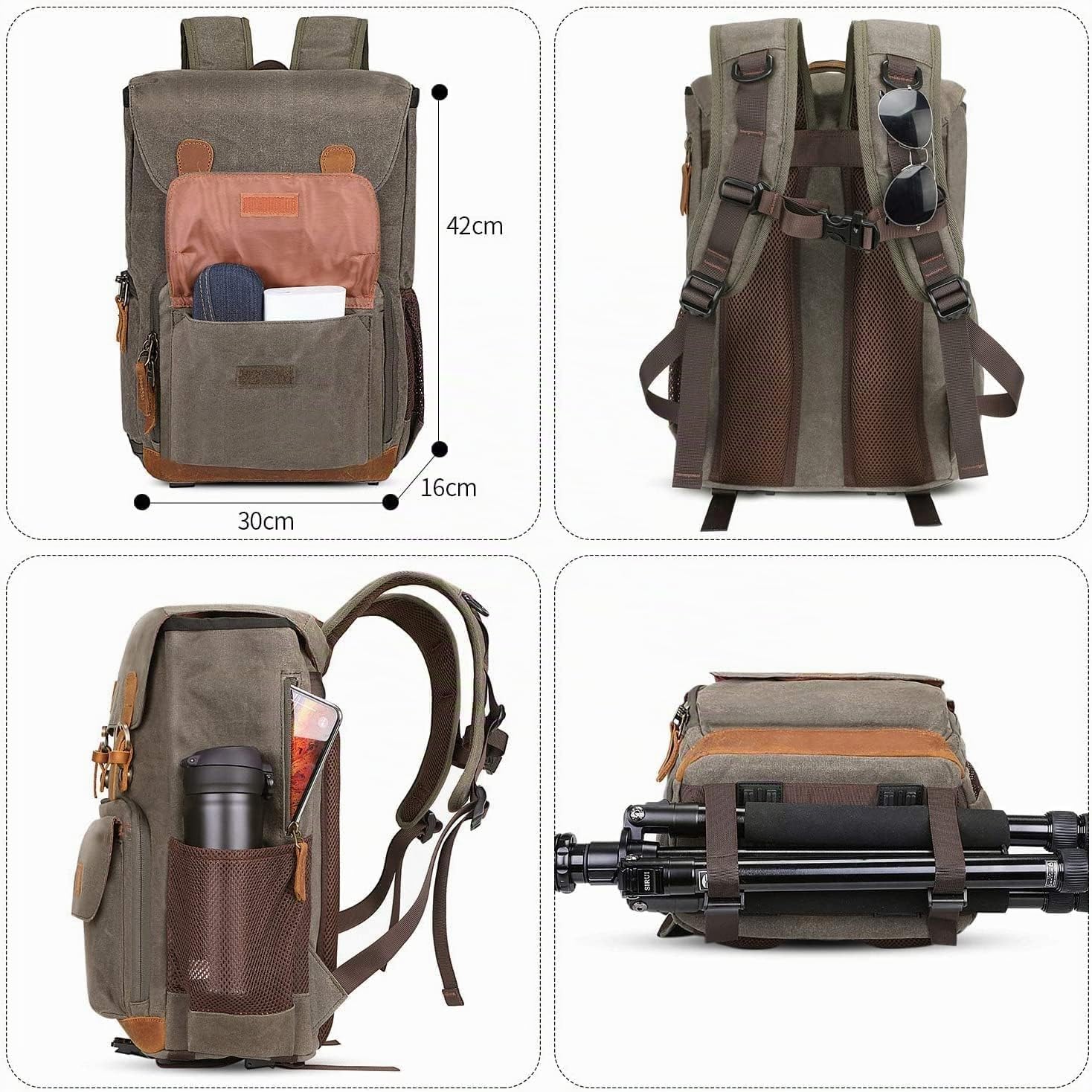 Sac à Dos pour Appareils Photo Reflex Imperméable UBAYMAX Sacoche Imperméable Sac DSLR Anti-Choc 15,6 Pouces Sac pour Ordinateur Portable Sac de Voyage Caméra pour Canon Nikon Sony Olympus