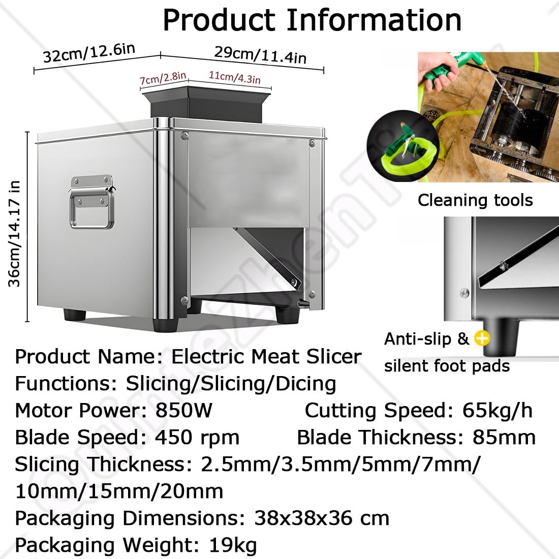 Taglio Automatico Carne Fresca,Affettatrice Elettrica Carne Viande Commerciale,Épaisseur Lame 85 Mm,pour Petites Entreprises,Marchés Producteurs,Restaurants Cuisines 10mm