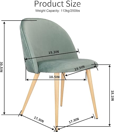 Vista 11 de Juego de 4 sillas de comedor de 4 piezas, modernas sillas de cocina tapizadas de terciopelo con patas de madera, juego de sillas auxiliares