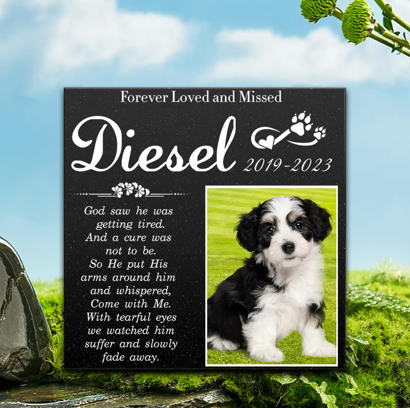 ADFSTONE Pet Memorial Stones Personalized Dog Remembrance Gifts, Customized Cat Picture Grieving Plaque, DIY Gravestone, Custom Sympathy Photo Gift, Animal Grave Markers